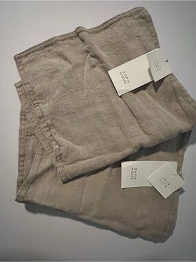 NWT Zara Home 100% Linen Pillowcases in Gray Taupe 12 x 19.5 in